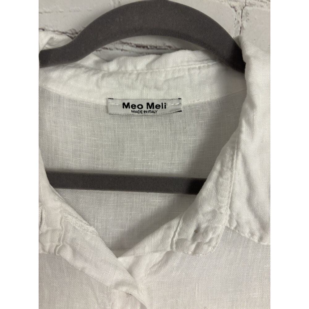 Meo Meli 100% Linen Shirt Dress Button Front Lagenlook White ONE SIZE Italy Made - Picture 4 of 8